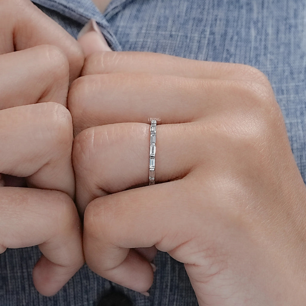 Baguette Cut Lab Diamond Wedding Eternity Band