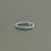Blue Round Diamond Half Eternity Wedding Band