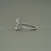 Pear Cut Lab Diamond Hidden Halo Accent Ring