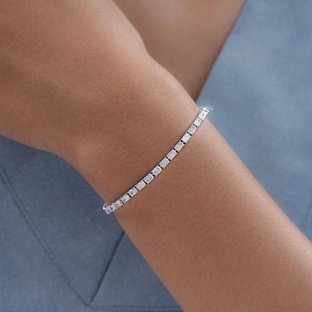 Lab Diamond Radiant Cut Wedding Tennis Bracelet
