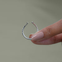 Open Cuff Round Diamond V Shape Wedding Band