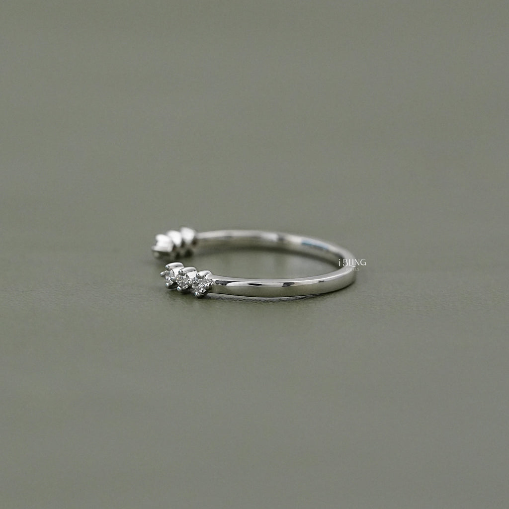 Round Diamond Open Cuff Wedding Ring