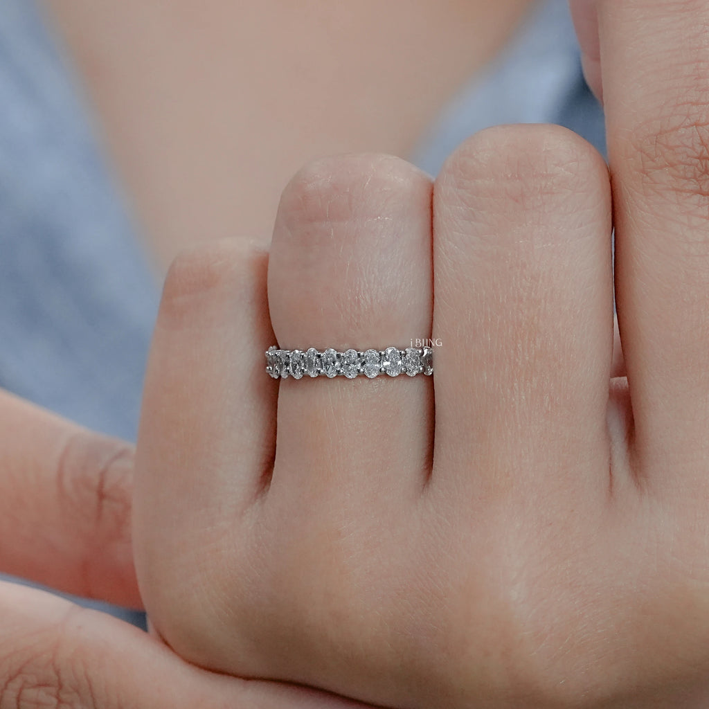 Oval Cut Lab Diamond Full Eternity Wedding Band