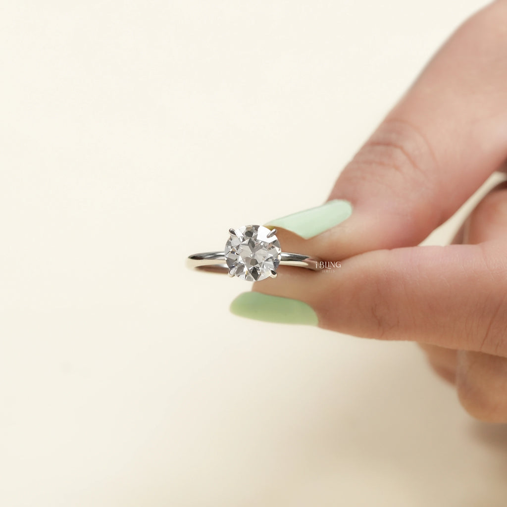 Old European Round Cut Solitaire Engagement Ring