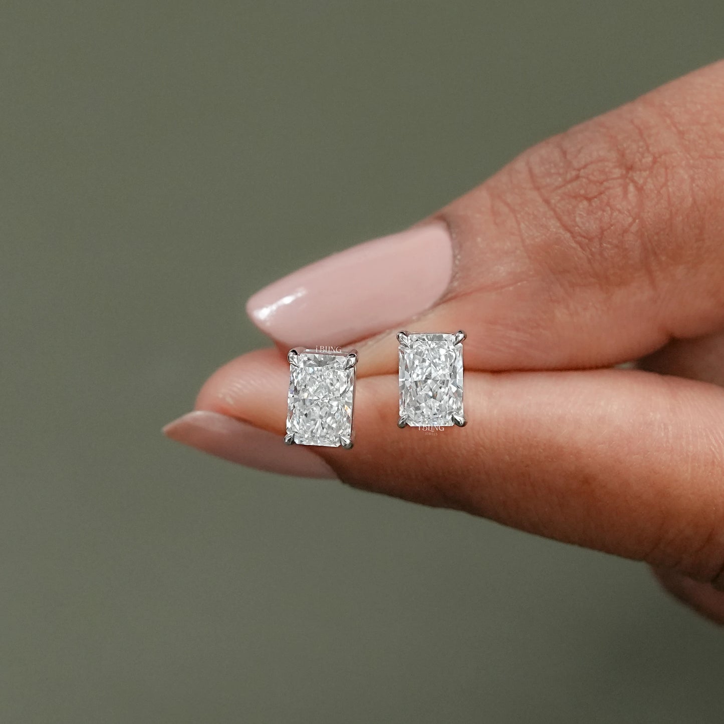 Radiant Lab Diamond Stud Earrings Solitaire Stud