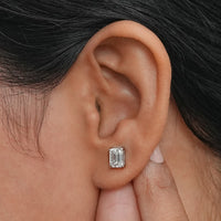 Emerald Lab Diamond Stud Earrings