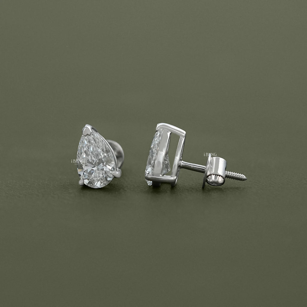 Pear Lab Diamond Stud Earrings