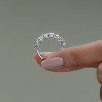 Emerald Diamond Half Eternity Wedding Band