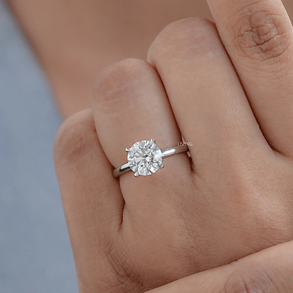Round Lab Diamond Solitaire Engagement Ring