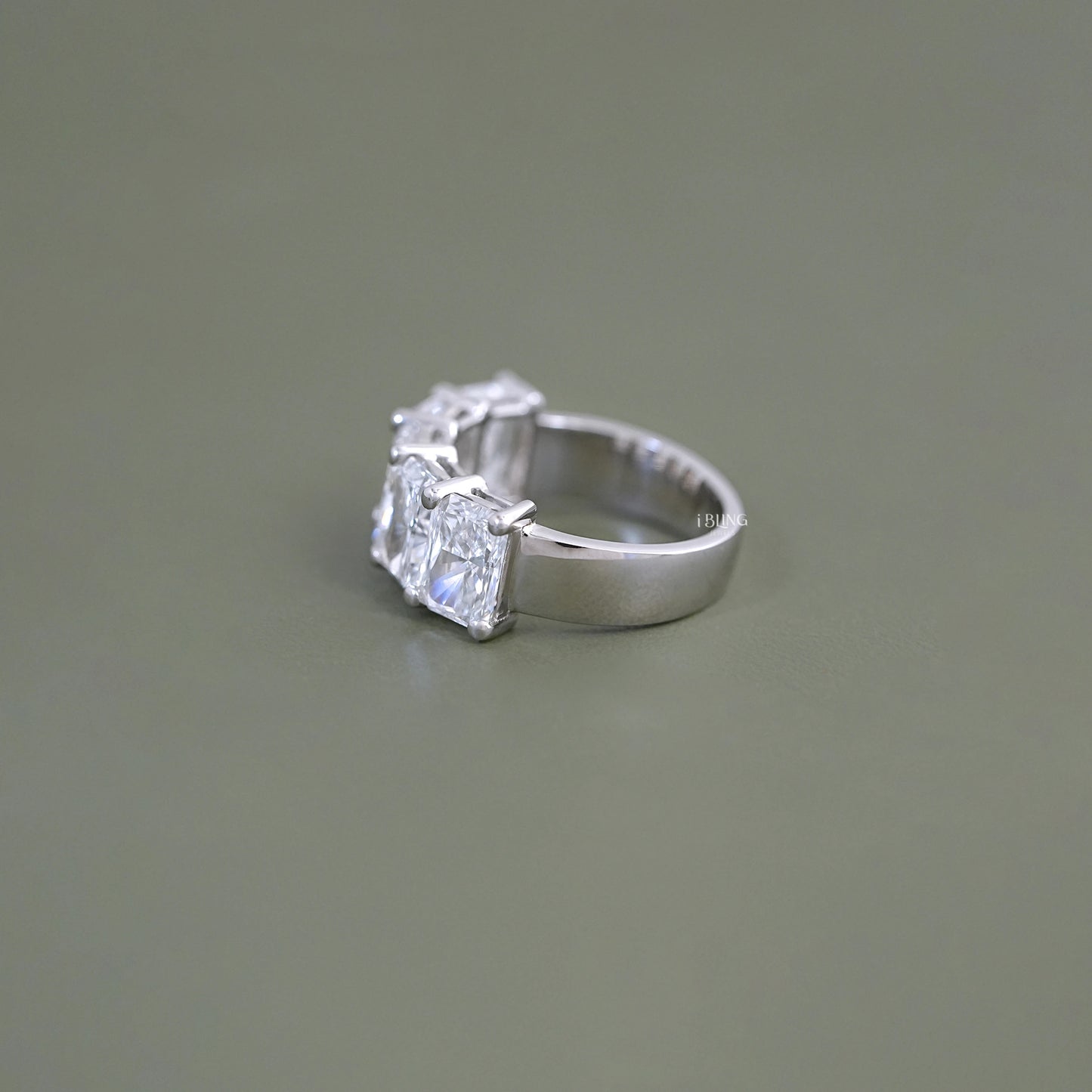 Five Stone Radiant Lab Diamond Wedding Band