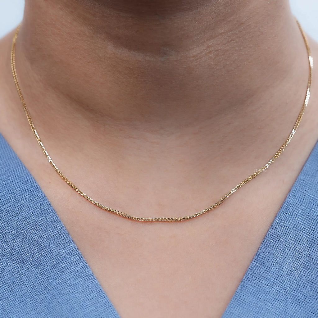 Yellow Gold Square Wheat Chain