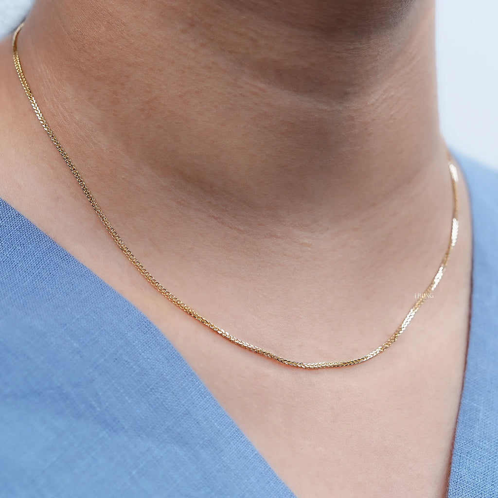 Yellow Gold Square Wheat Chain