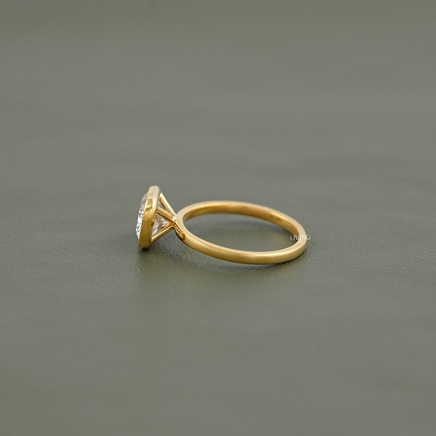 East West Cushion Cut Bezel Solitaire Engagement Ring Solitaire Ring