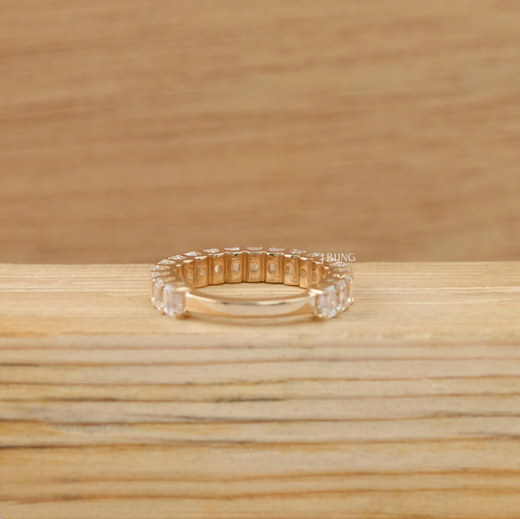 Emerald Cut Lab Diamond Wedding Band