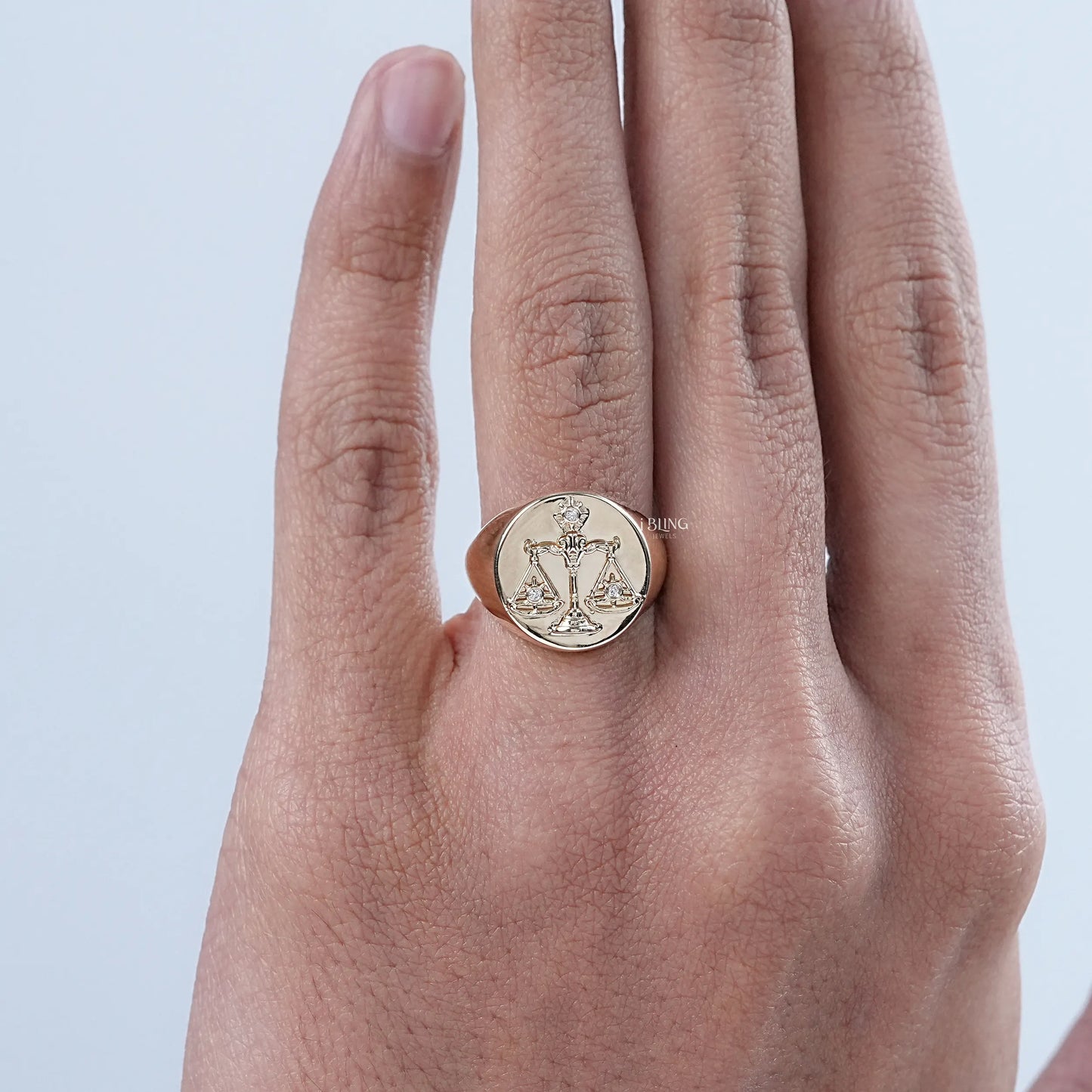 Round Cut Lab Diamond Libra Zodiac Unisex Ring