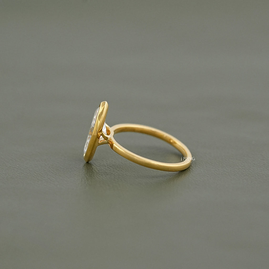 Marquise Cut Bezel Set Lab Diamond Soliatire Ring