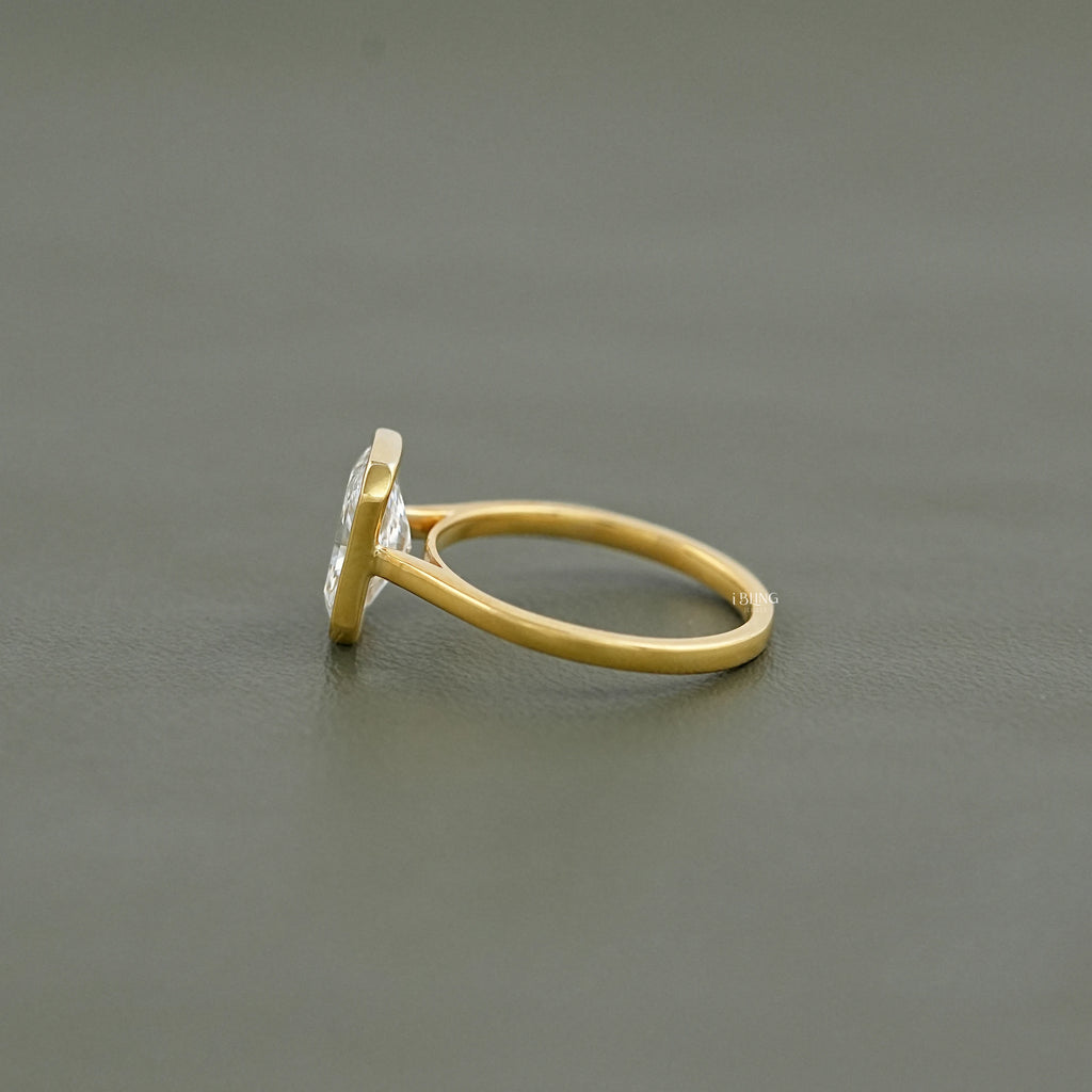 Radiant Cut Diamond Bezel Set Engagement Ring