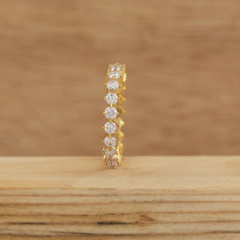 Round Lab Diamond Eternity Wedding Band