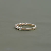 Round Lab Diamond Half Eternity Wedding Band