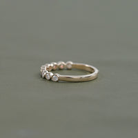 Round Lab Diamond Half Eternity Wedding Band
