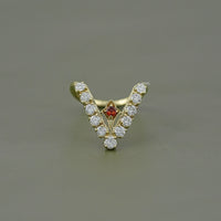 Yellow Gold Ruby & Round Diamond Wishbone Ring