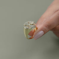 Yellow Gold Pisces Zodiac Unisex Signet Ring