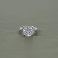 Cushion Lab Diamond Hidden Halo Solitaire Accent Ring