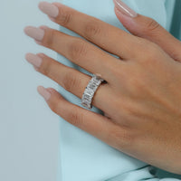 Emerald Lab Diamond Half Eternity Wedding Band