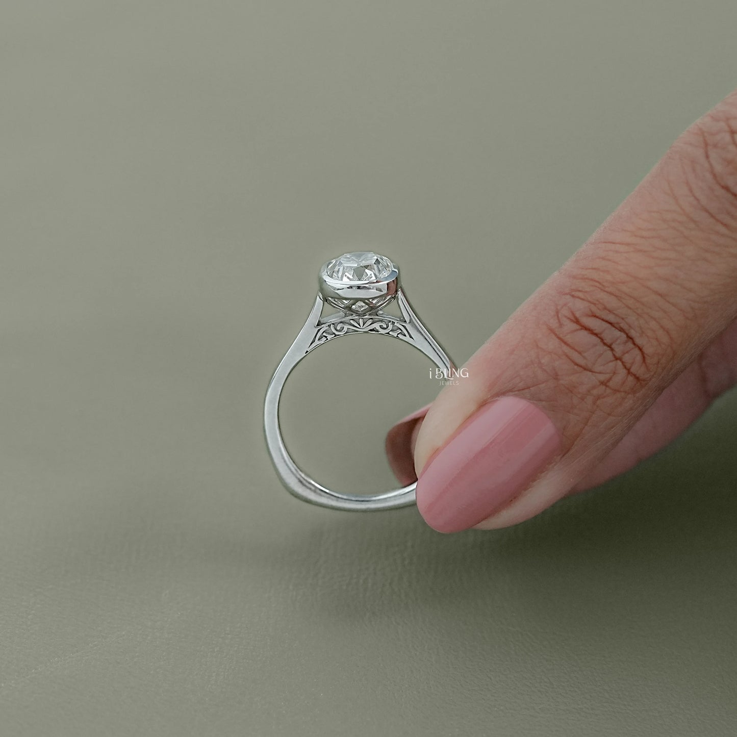 Old Mine Cushion Cut Solitaire Bezel Set Ring Solitaire Ring