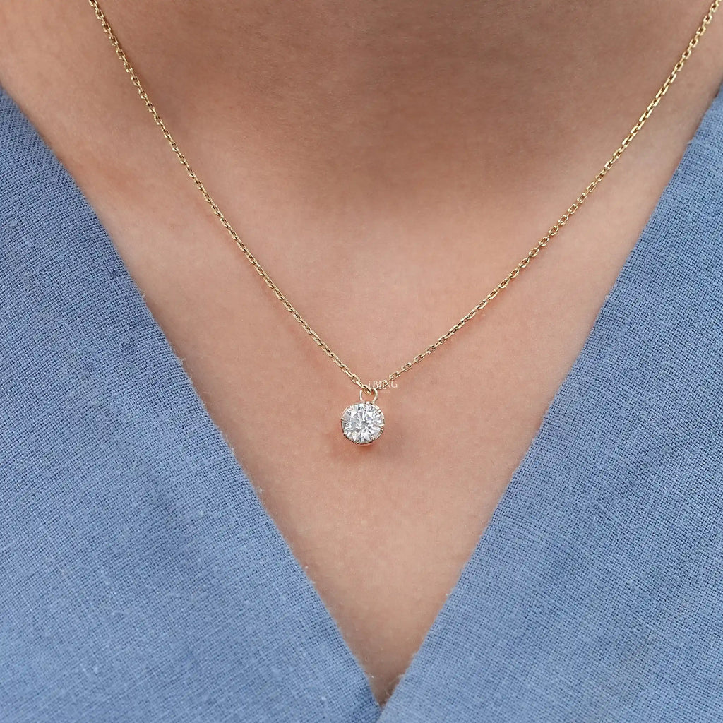 Round Lab Diamond Solitaire Necklace