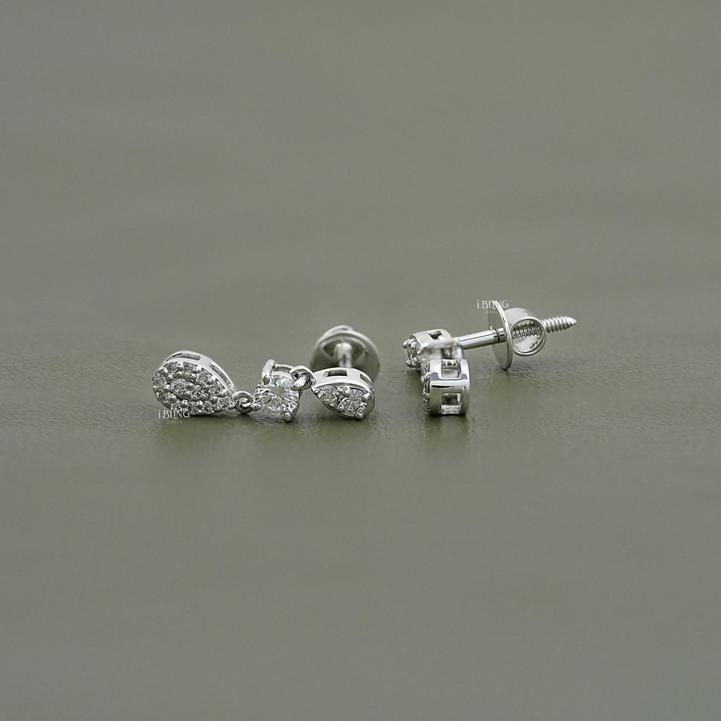 Round lab Diamond Tear Drop Dangle Earrings