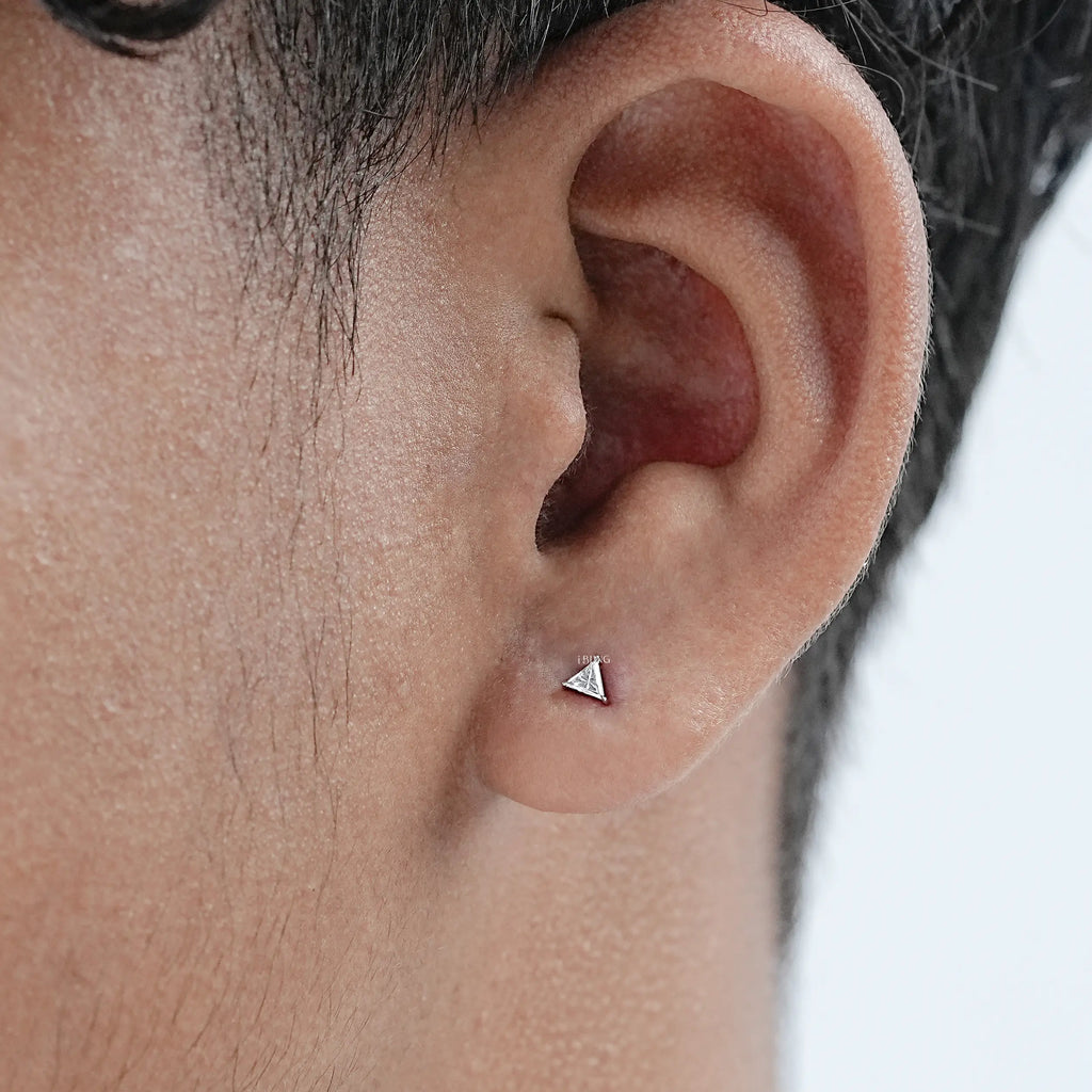 Triangle Cut Lab Diamond Men's Stud
