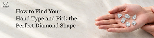 Hand showing diamond shapes for finding the perfect cut, with guide text at Ibling Jewels, diamond shape.