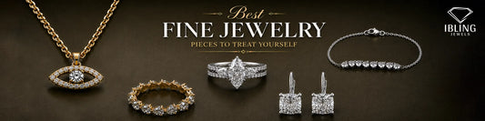 Fine diamond necklace, bracelet, ring and earrings showcased with Ibling Jewels branding for 2026 jewelry inspiration.
