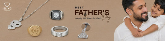 Father's Day jewelry gift ideas featuring men's diamond necklace, diamond ring, signet ring, triangle stud earring and lab grown diamond jewelry for dads