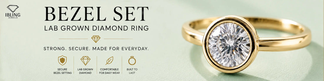 Round bezel engagement ring yellow gold with a secure setting for everyday wear.