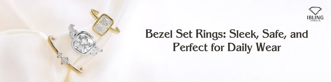 Bezel set lab-grown diamond rings in gold and silver designed for daily wear.