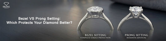 Bezel vs prong setting showing how each protects a diamond