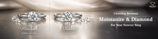 Comparison of moissanite and diamond rings highlighting brilliance and tradition