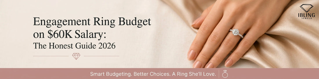 Round solitaire engagement ring with a pave band for a $60K salary engagement ring budget guide