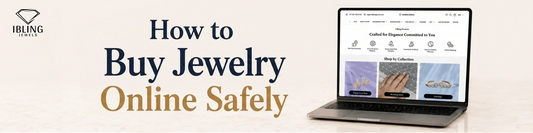 How to Buy Jewelry Online Safely guide with Ibling Jewels website displayed on laptop