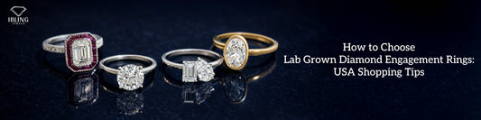 Lab grown diamond engagement rings in emerald, round and oval cuts for USA shopping