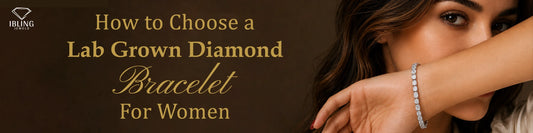 Woman wearing a lab grown diamond bracelet from Ibling Jewels with a modern luxury look.