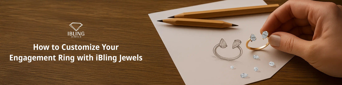 Custom gold engagement ring with pear-cut diamonds and loose diamonds by iBling Jewels.