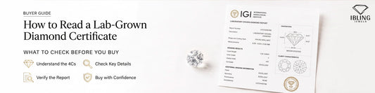 IGI lab-grown diamond certificate with a round brilliant diamond illustrating how to verify a diamond grading report before buying.