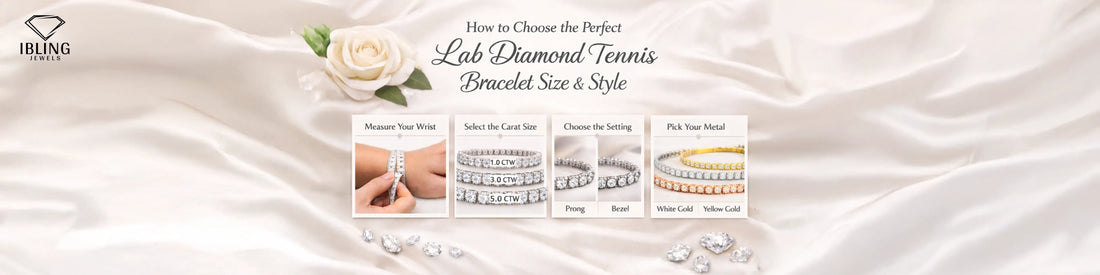Lab diamond tennis bracelet size, carat and metal guide by iBling Jewels