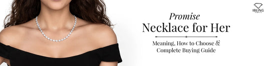 Women wear pear diamond tennis necklace in white gold to guide meaning of promise necklace for her by Ibling Jewels.