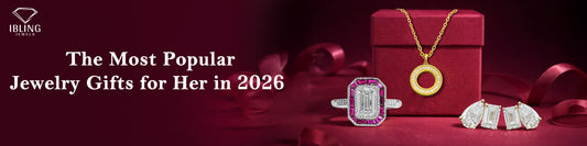 Ibling Jewels showing trending 2026 jewelry gift ideas for women featuring lab grown diamonds necklace, stud earrings and gemstones ring.