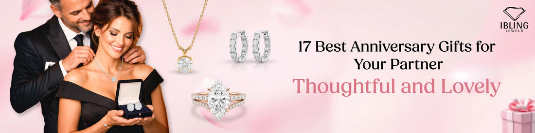 Best anniversary gifts for partner with diamond jewelry including pendant necklace, hoop earrings, stud earrings and engagement ring