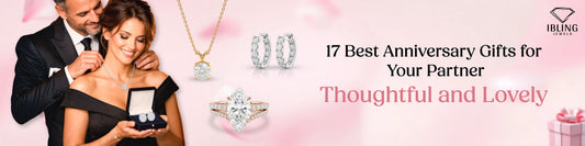 Best anniversary gifts for partner with diamond jewelry including pendant necklace, hoop earrings, stud earrings and engagement ring